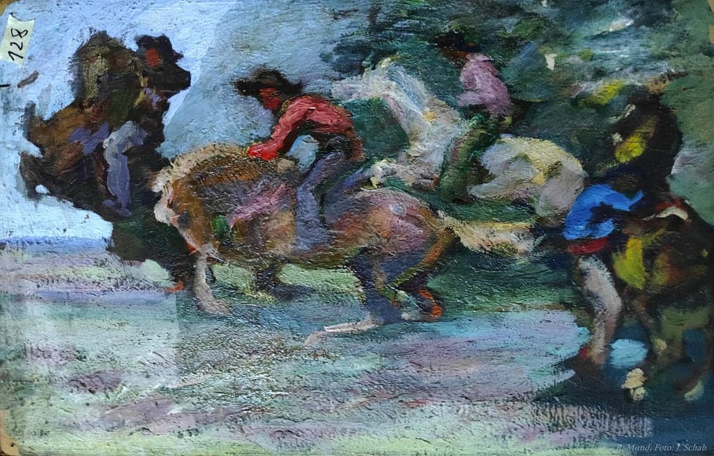 Pferdeszene - Ölgemälde - Expressionismus - Künstler Prof. Richard Mund