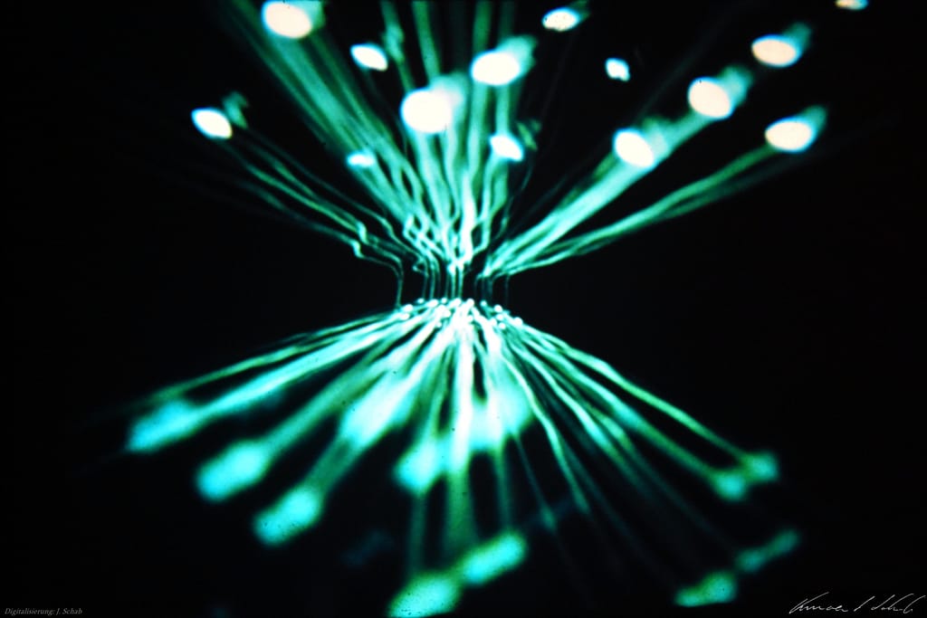 Lightshow-Dia, Lichtkunst Vincent Schab Anfang 1970er Jahre, Lichtgrafik, Lightshow, Lichtenvironments