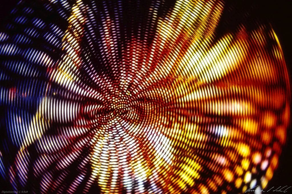 Lichtgrafik-Dia, Lichtkunst Vincent Schab Anfang 1970, Lightshow, Lichtenvironments, Lichtkunsteffekte