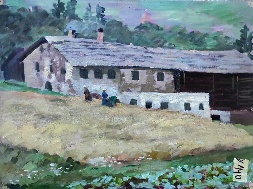 Bauernhof - Ölgemälde - Künstler Prof. Richard Mund- Spätimpressionismus