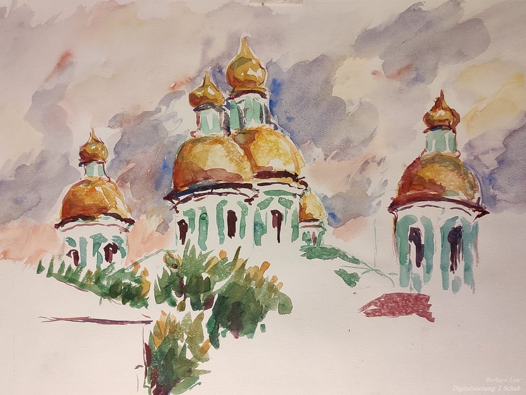 Nikolai Kirche Leningrad - Aquarell  - Künstlerin Barbara Lise: Elisabeth Schab