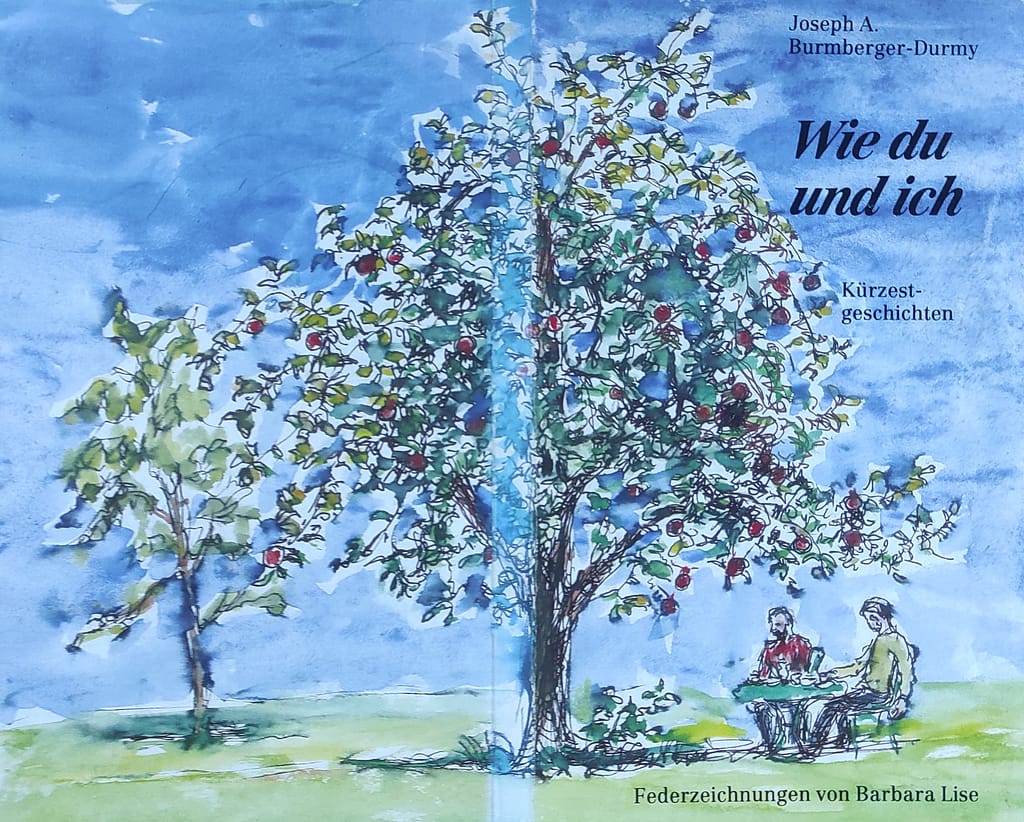 Buchillustration mit Federzeichnungen von Barbra Lise in "Kürzestgeschichten - Wie du und ich" von Joseph A. Burmberger-Durmy