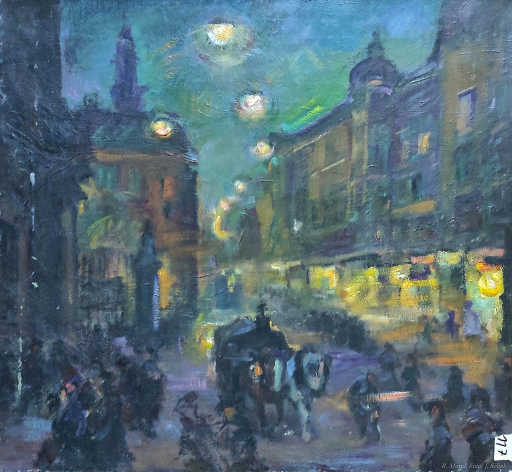 Figurenszenen in der Stadt - Ölgemälde - Expressionismus - Künstler Prof. Richard Mund