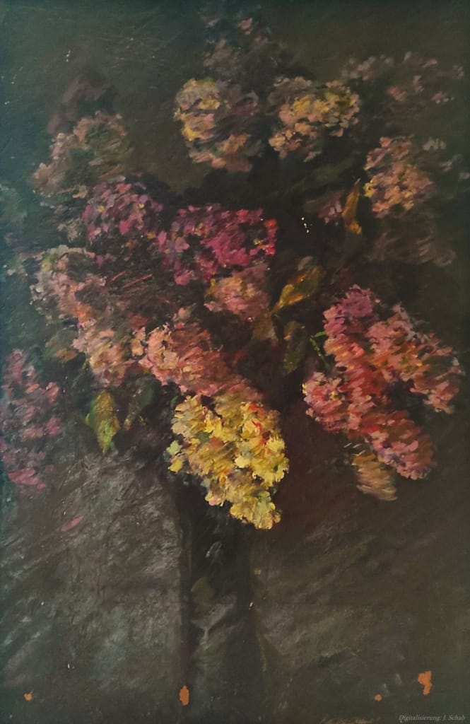 Richard Mund, Blumenstillleben in Öl