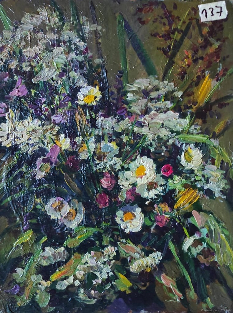 Richard Mund, Blumenstillleben in Öl