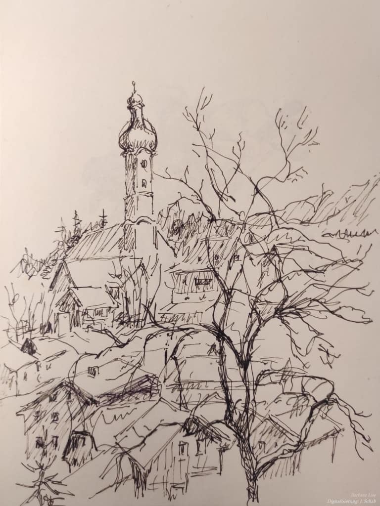Kirche - Zeichnung - Künstlerin Barbara Lise: Elisabeth Schab