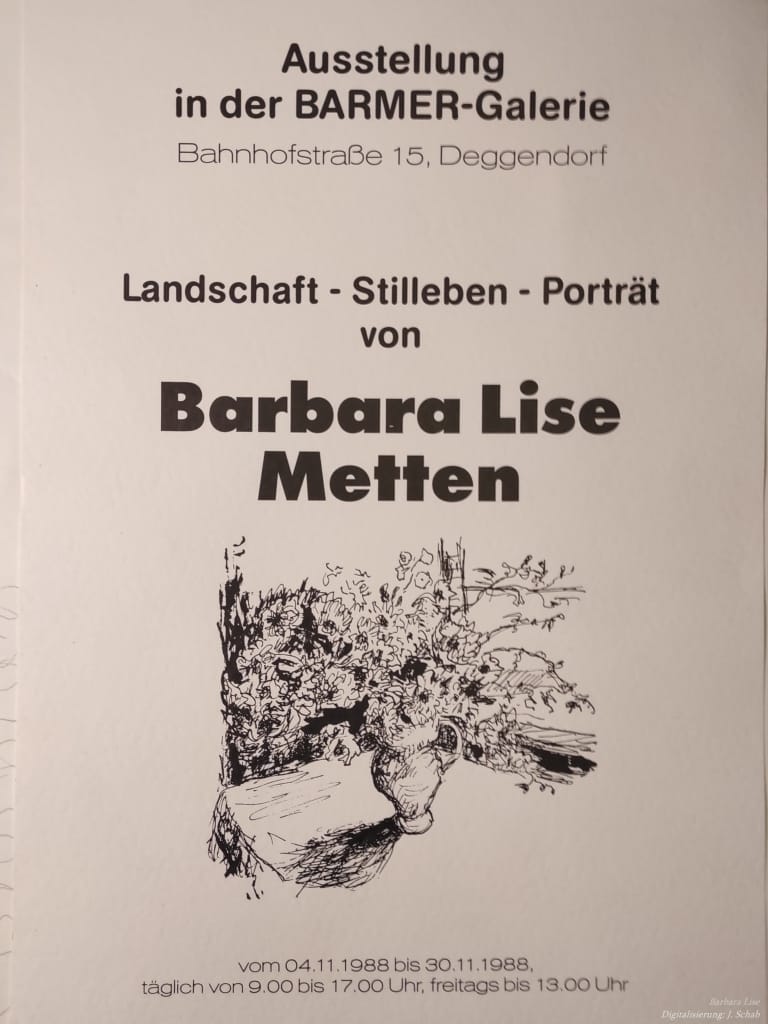 Ausstellung in Metten 1988 - Künstlerin Barbara Lise: Elisabeth Schab