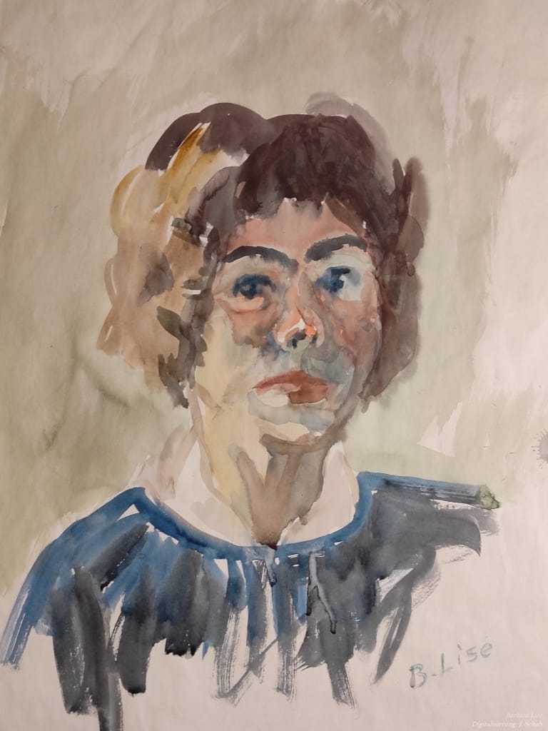 Selbstportrait - Aquarell  - Künstlerin Barbara Lise: Elisabeth Schab