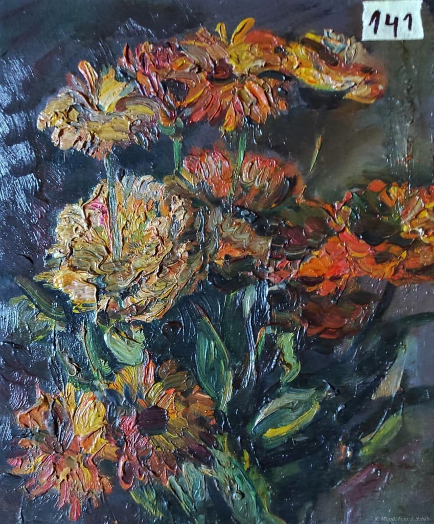 Richard Mund, Blumenstillleben in Öl